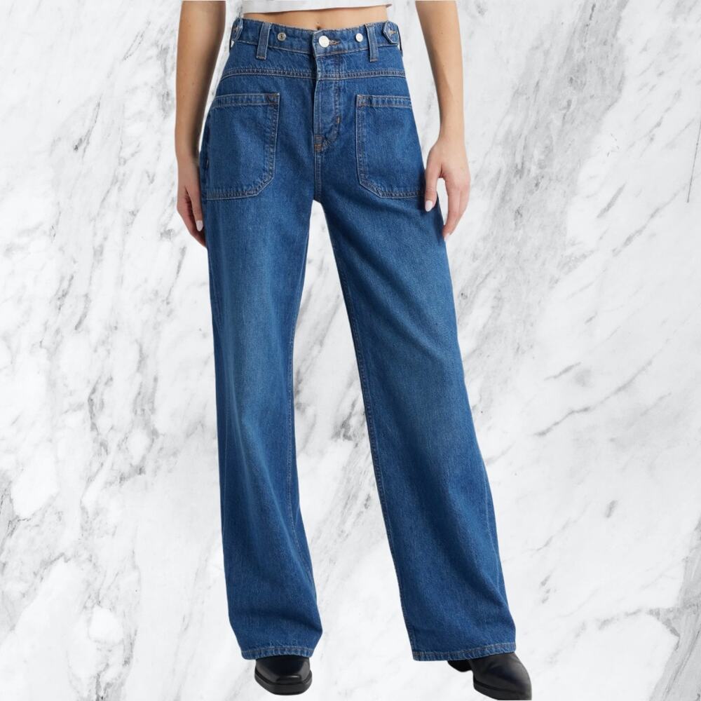 We the Free Palmer Wide Leg Baggy Jeans to Cuff or not to Cuff size 31